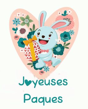 Gif animé joyeuses Pâques lapin coeur